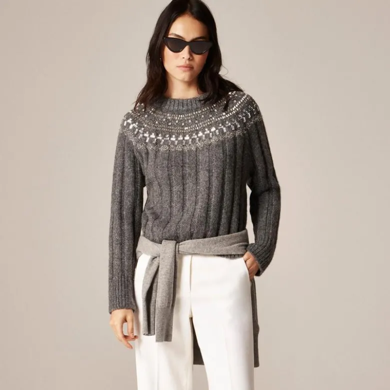 Embellished Fair Isle sweater in wool blend