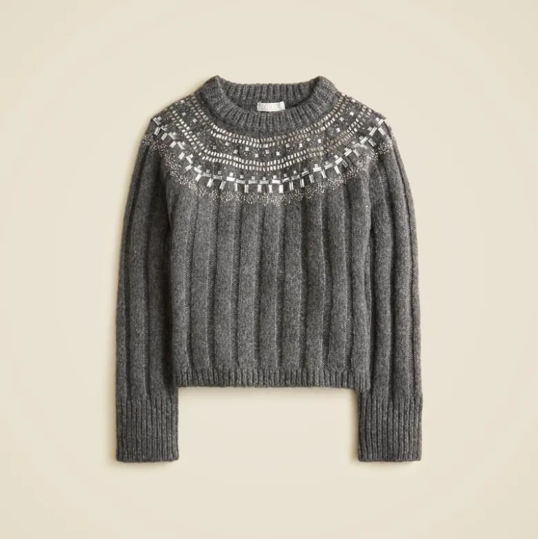 Embellished Fair Isle sweater in wool blend