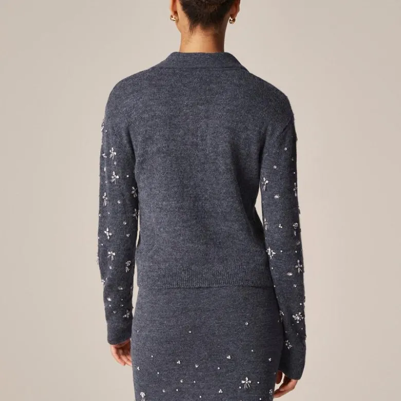 Embellished sweater-polo in wool blend