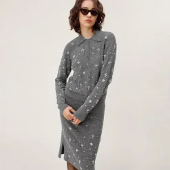 Embellished sweater-polo in wool blend