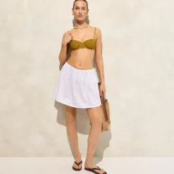 Embroidered side-tie mini skirt