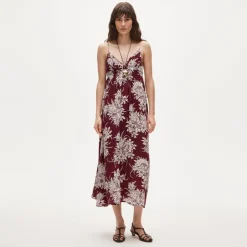 Empire-waist midi dress in pineapple garden–print crepe de chine