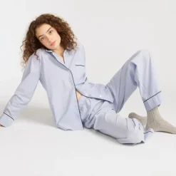 End-on-end cotton long-sleeve pajama set