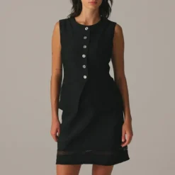 Essential cutaway vest top in textured satin