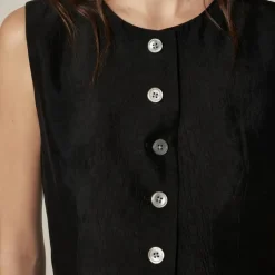Essential cutaway vest top in textured satin