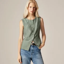Essential cutaway vest top in textured satin