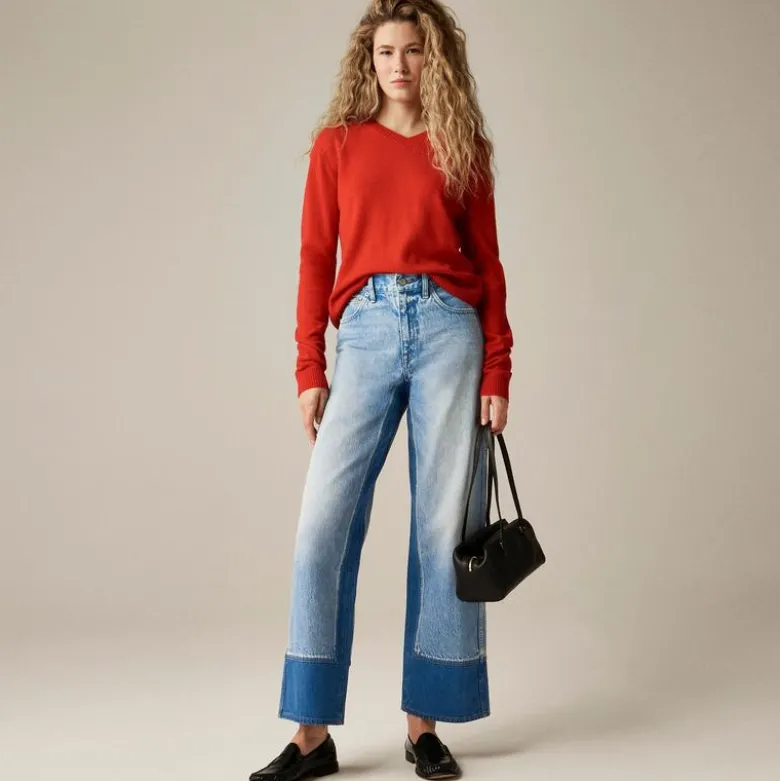 Everyday wide-leg ankle jean with washblocking