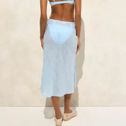 Eyelet slip skirt in ramie