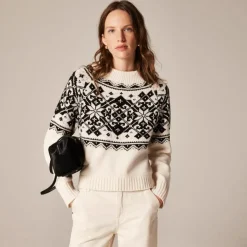 Fair Isle snowflake mockneck sweater in vintage wool