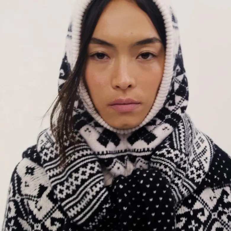 Fair Isle snowflake mockneck sweater in vintage wool