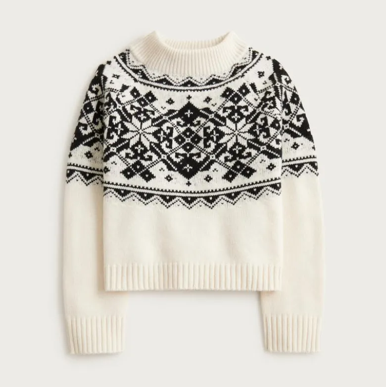 Fair Isle snowflake mockneck sweater in vintage wool