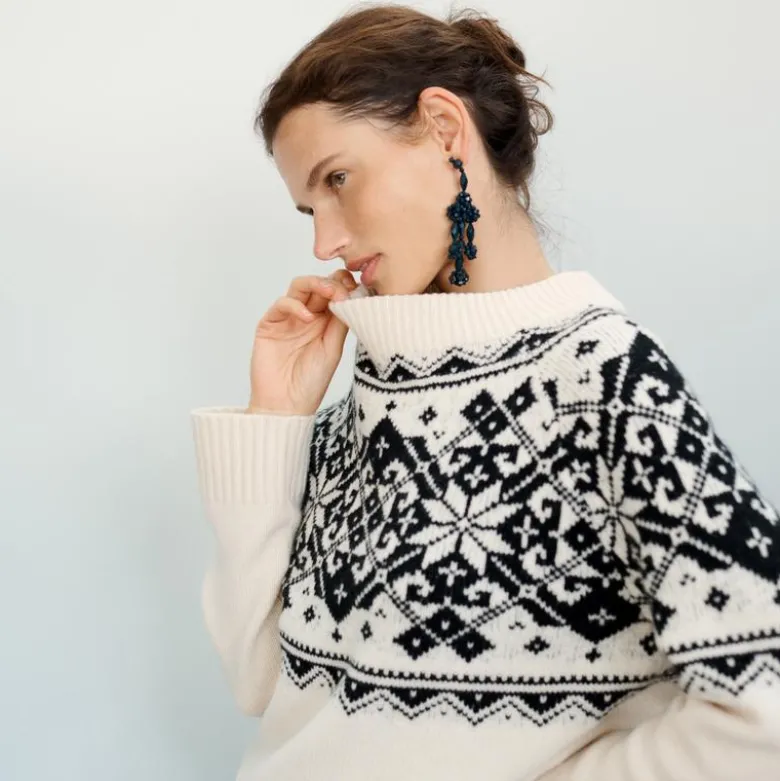 Fair Isle snowflake mockneck sweater in vintage wool