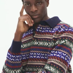 Fair Isle sweater-polo in wool