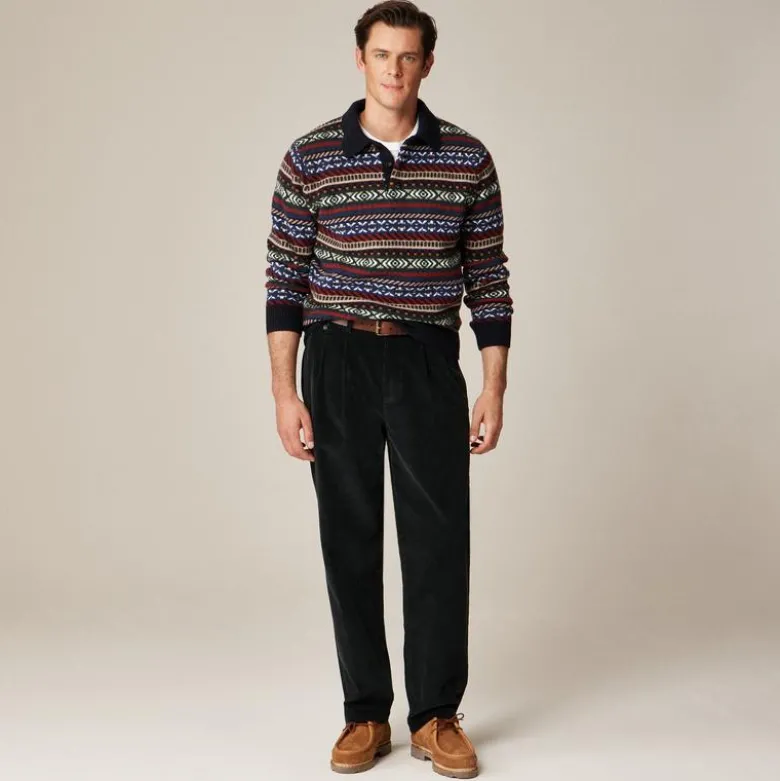 Fair Isle sweater-polo in wool