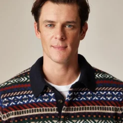 Fair Isle sweater-polo in wool