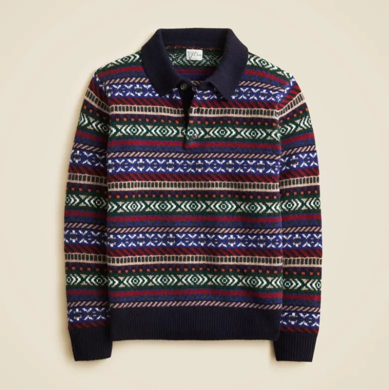 Fair Isle sweater-polo in wool