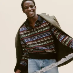 Fair Isle sweater-polo in wool