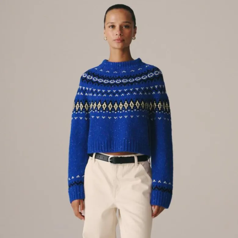Fair Isle wide-mockneck sweater