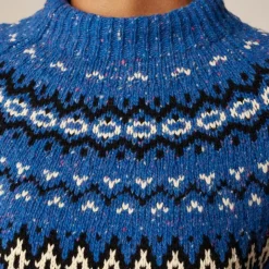 Fair Isle wide-mockneck sweater