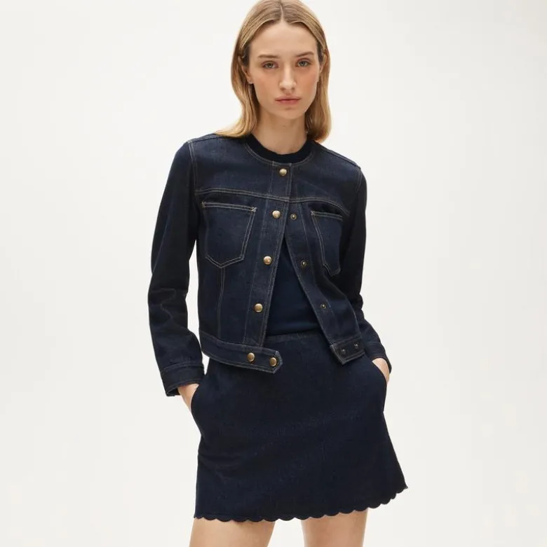 Fairfax scalloped mini skirt in denim
