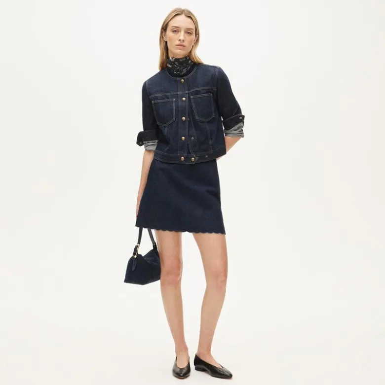 Fairfax scalloped mini skirt in denim
