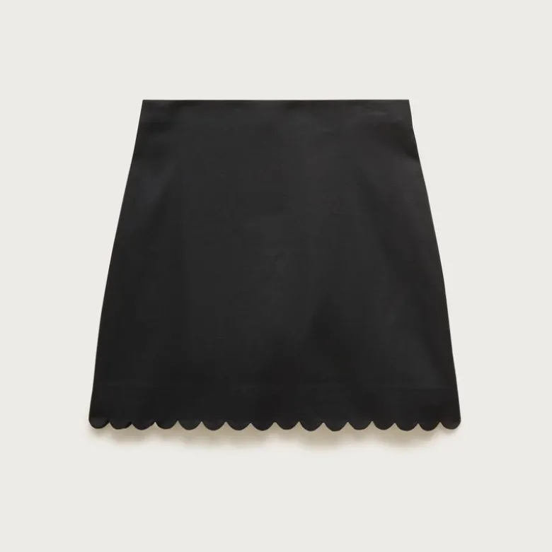 Fairfax scalloped mini skirt in Gramercy linen blend