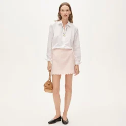 Fairfax scalloped mini skirt in Gramercy linen blend