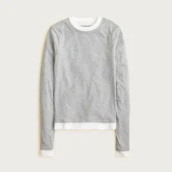 Feather jersey layered long-sleeve T-shirt