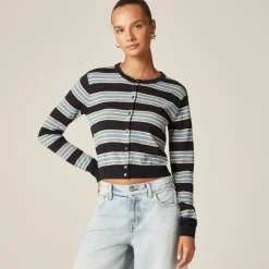 Featherweight cashmere cardigan in stripe