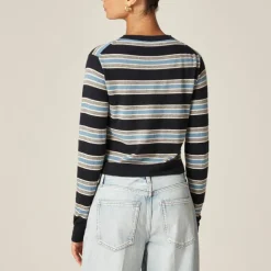 Featherweight cashmere cardigan in stripe