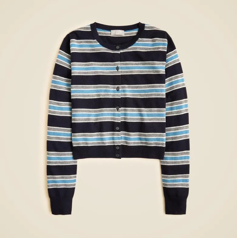 Featherweight cashmere cardigan in stripe