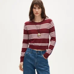 Featherweight cashmere cardigan in mixed stripe