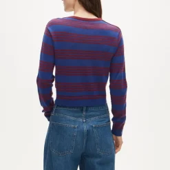 Featherweight cashmere cardigan in mixed stripe
