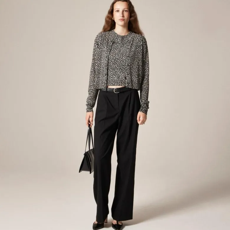 Featherweight cashmere cardigan in spot print