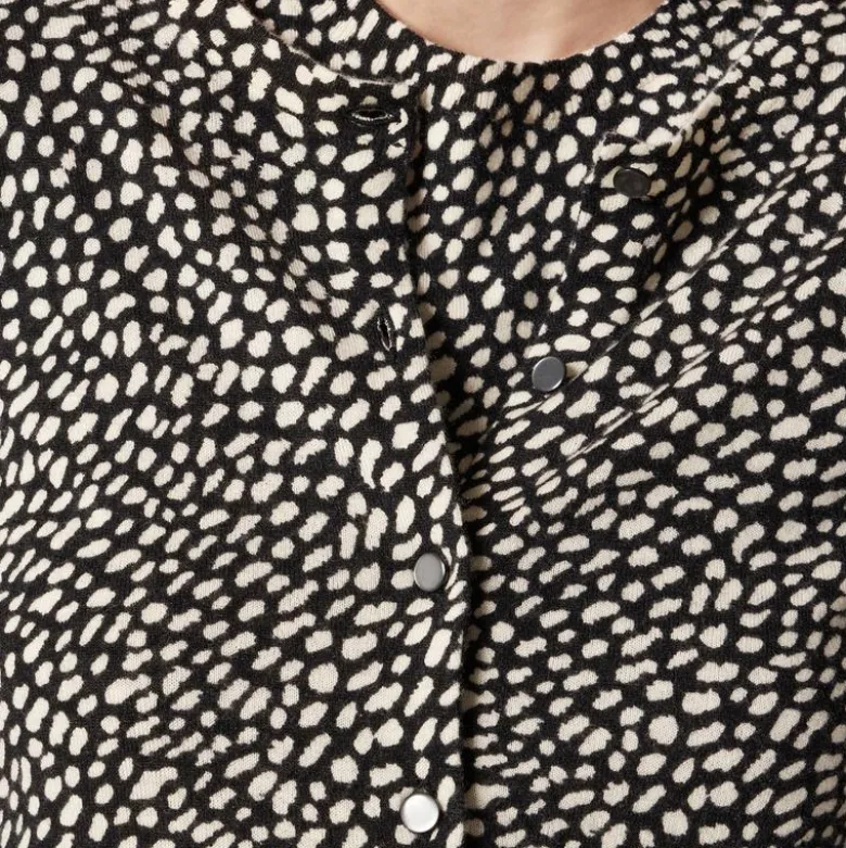 Featherweight cashmere cardigan in spot print
