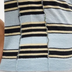 Featherweight cashmere collared cardigan in mixed stripe