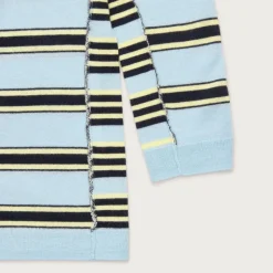Featherweight cashmere collared cardigan in mixed stripe