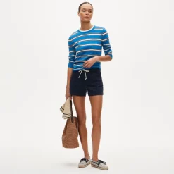 Featherweight cashmere crewneck in mixed stripe