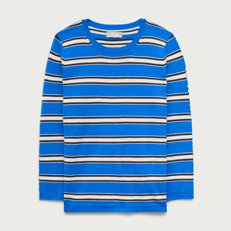Featherweight cashmere crewneck in mixed stripe