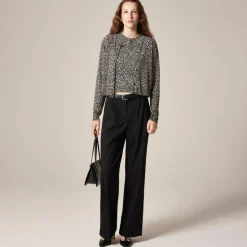 Featherweight cashmere cropped sweater shell in spot print