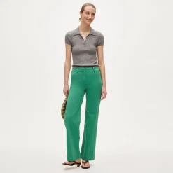 Featherweight cashmere pointelle short-sleeve sweater-polo