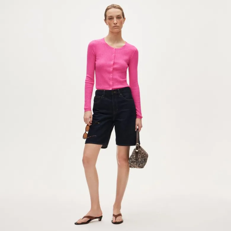 Featherweight cashmere pointelle cardigan