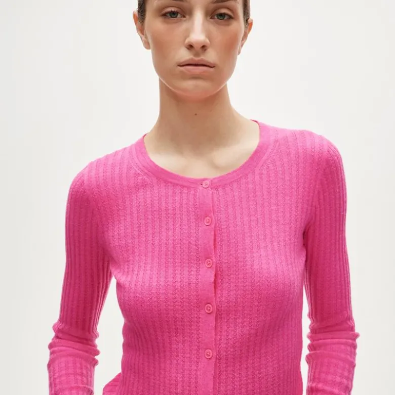 Featherweight cashmere pointelle cardigan