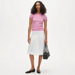 Featherweight cashmere pointelle short-sleeve sweater-polo