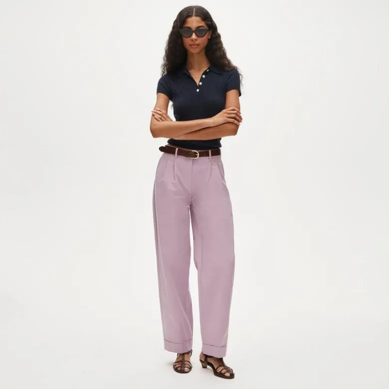 Featherweight cashmere pointelle short-sleeve sweater-polo