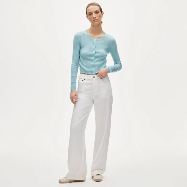 Featherweight cashmere pointelle cardigan