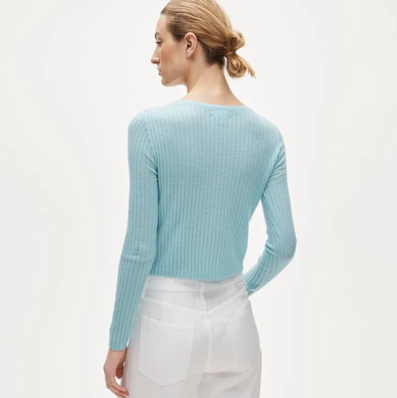 Featherweight cashmere pointelle cardigan