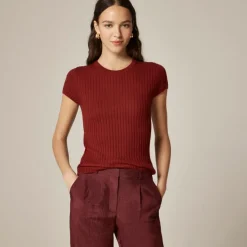 Featherweight cashmere ribbed sweater-tee
