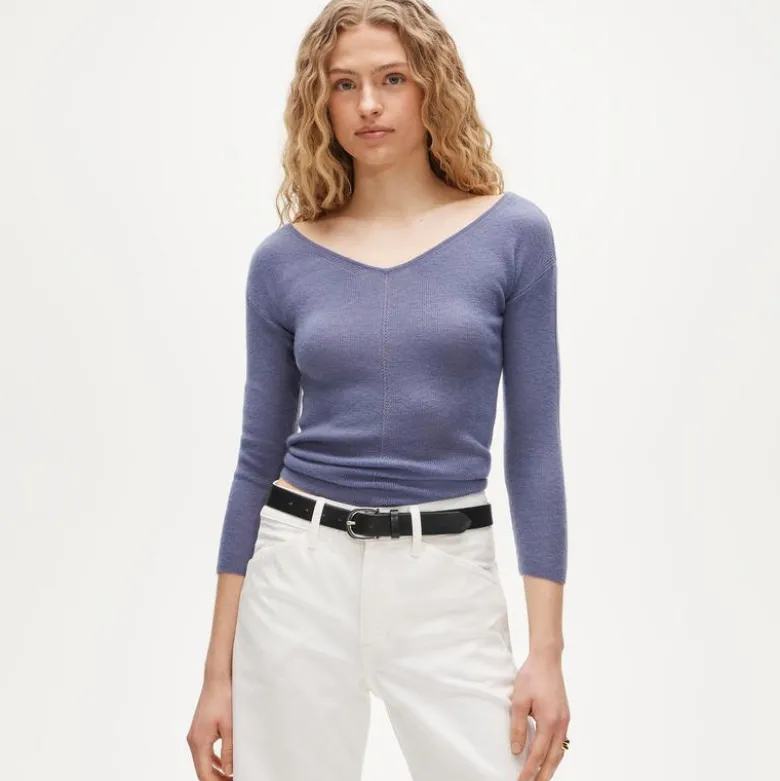 Featherweight cashmere wide V-neck sweater