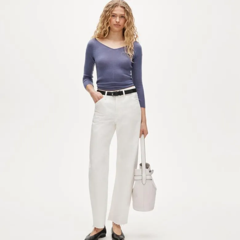 Featherweight cashmere wide V-neck sweater